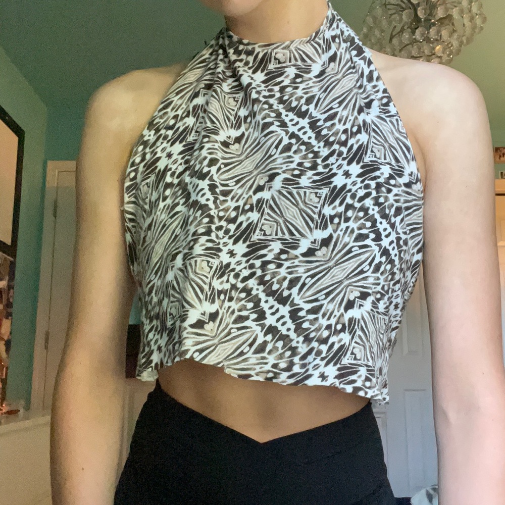 White and cream halter top.